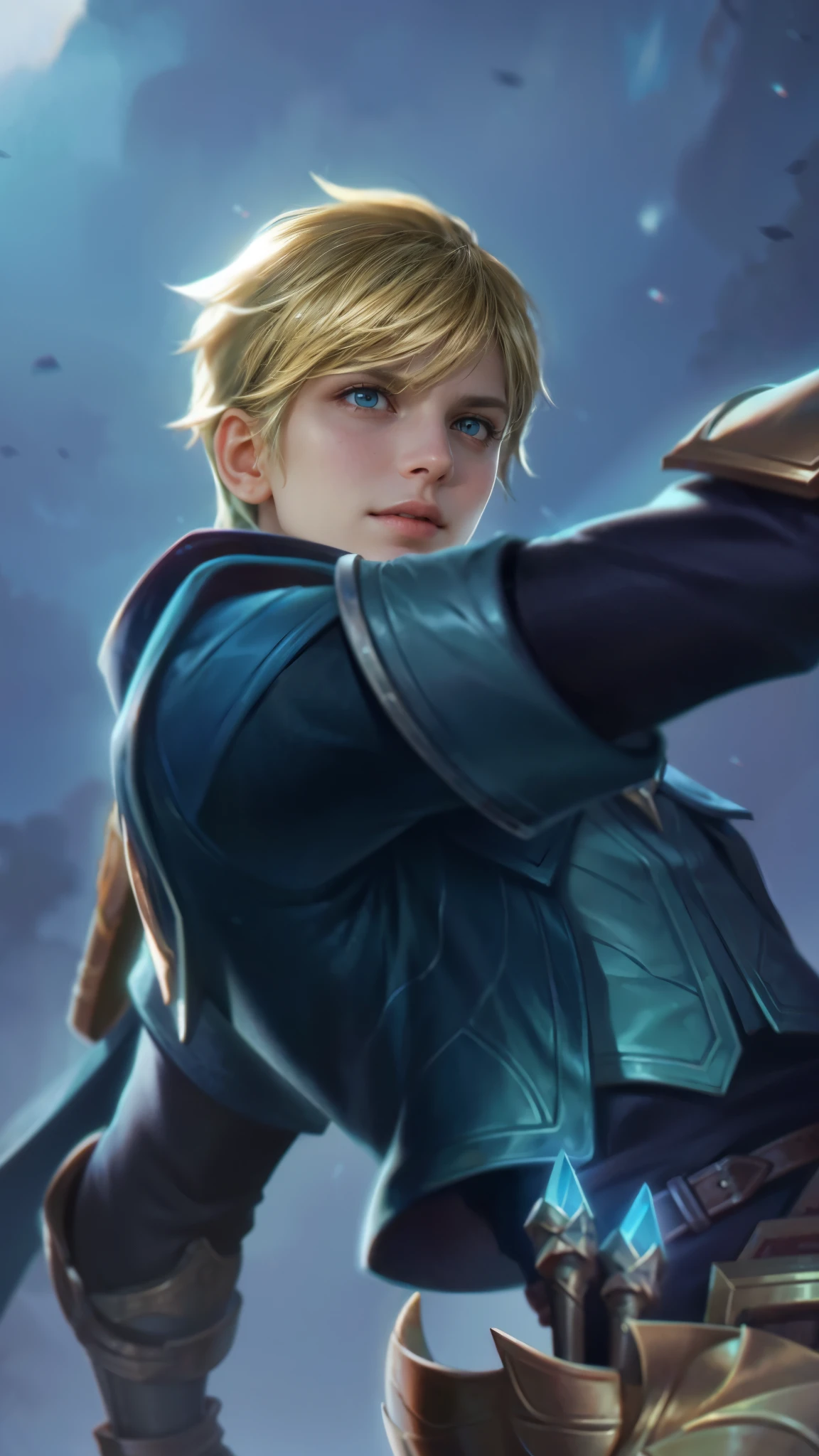 a close up of a person holding a sword in a field, masculine male, masterpiece, ((perfect eyes)) best quality, (semirealism:1.9), beautiful lighting, (extremely detailed CG unity 4k fhd wallpaper), High Detail, Sharp focus, dramatic outdoors, 1 boy, brown hair, light purpel eyes, 8k, ultra hd, ultra detailed texture, hyper realistic, masterpiece, detailed texture, detailed face, detailed skin, detailed lighting, (photorealistic:1.5), best quality, beautiful lighting, cinematic lighting, professional lighting, ultra highres, realistic, detailed hair, real hair, high quality, (realskin:1.5), extremely detailed, finely detail, ultra-detailed, evil smile, glare, scary