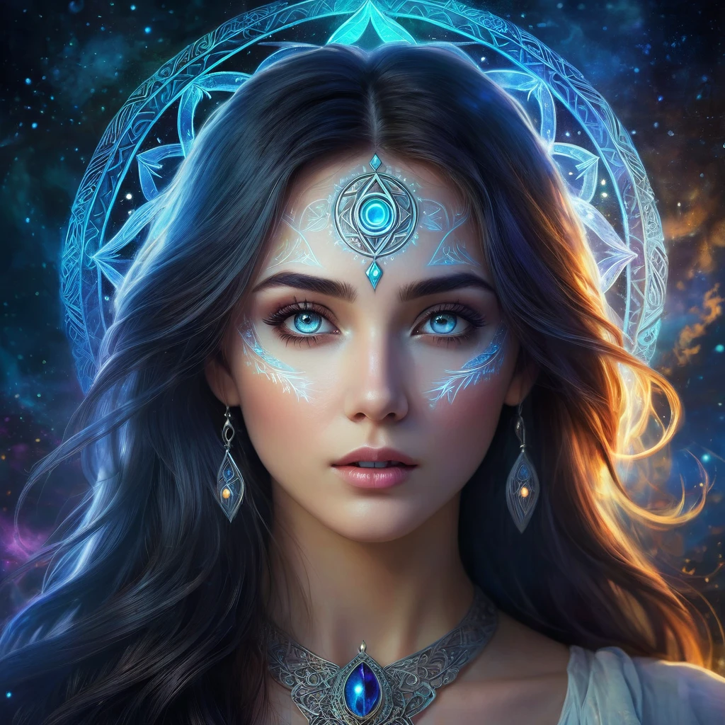 mystical runes, symbol woman, detailed facial features, flowing hair, ancient magic, glowing tattoos, ethereal background, mysterious aura, enchanting eyes, intricate patterns, magical powers, mythical elements, dark atmosphere, haunting beauty, mystical energy, otherworldly presence, supernatural abilities, ancient wisdom, divine connection, captivating gaze, celestial symbols, magical aura, arcane symbols, enchantment, ethereal glow, mesmerizing charm, spellbinding presence, bewitching appearance, transcendent beauty, mesmerizing eyes, spiritual connection, captivating aura, mystical atmosphere, magical incantations, mysterious power, hidden knowledge, secret rituals, transcendent symbols, celestial patterns, captivating expressions. (best quality, highres, ultra-detailed, realistic:1.37), ancient painting style, atmospheric lighting, vibrant colors, captivating composition, dramatic shadows, enchanting color palette.