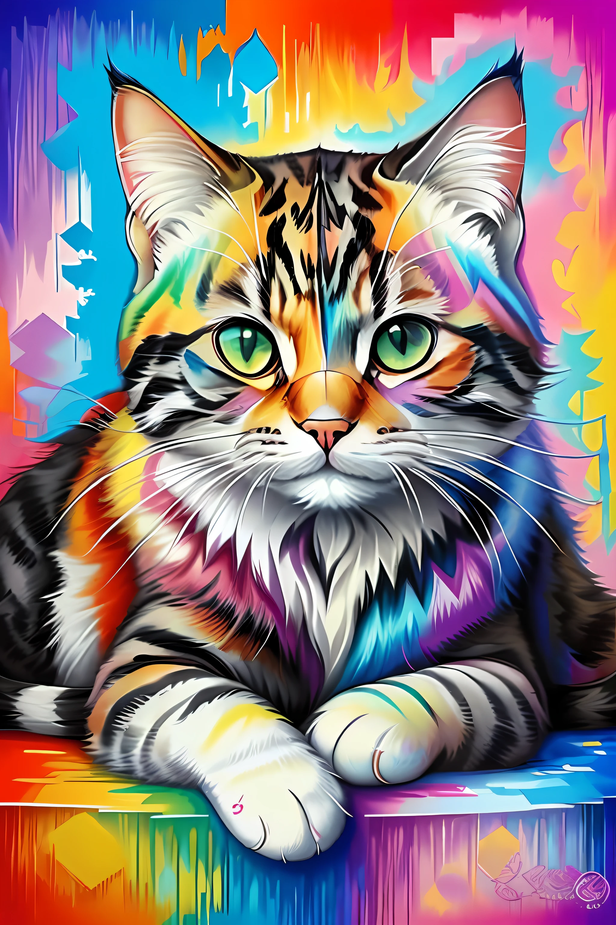 (A CAT WITH VERY DETAILED EYES IN OBSERVATION ), Eduardo Kobra acolchoamento ,Multidimensional geometric wall, arte, Chibi,
Yang08k, lindo, Colouring,
Primary works, qualidade superior, melhor qualidade, Arte Oficial, Beautiful and Aesthetic, 128k