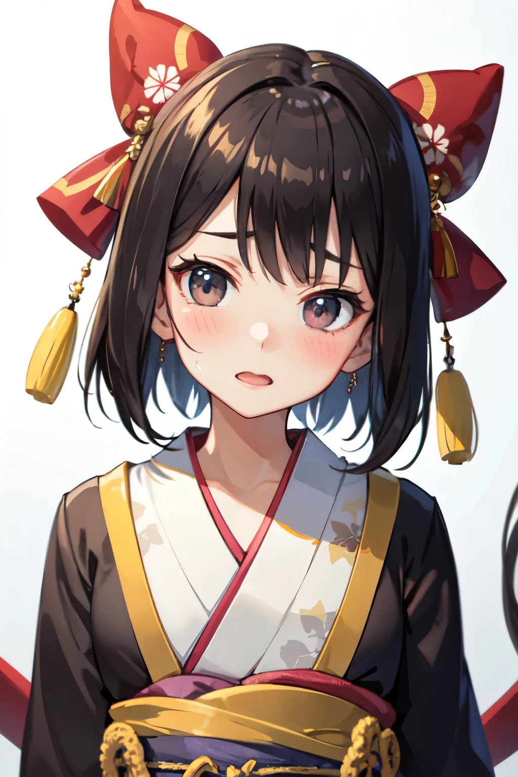 kimono,expression of embarrassment,blush((highest quality)), ((masterpiece)), (be familiar with), perfect face