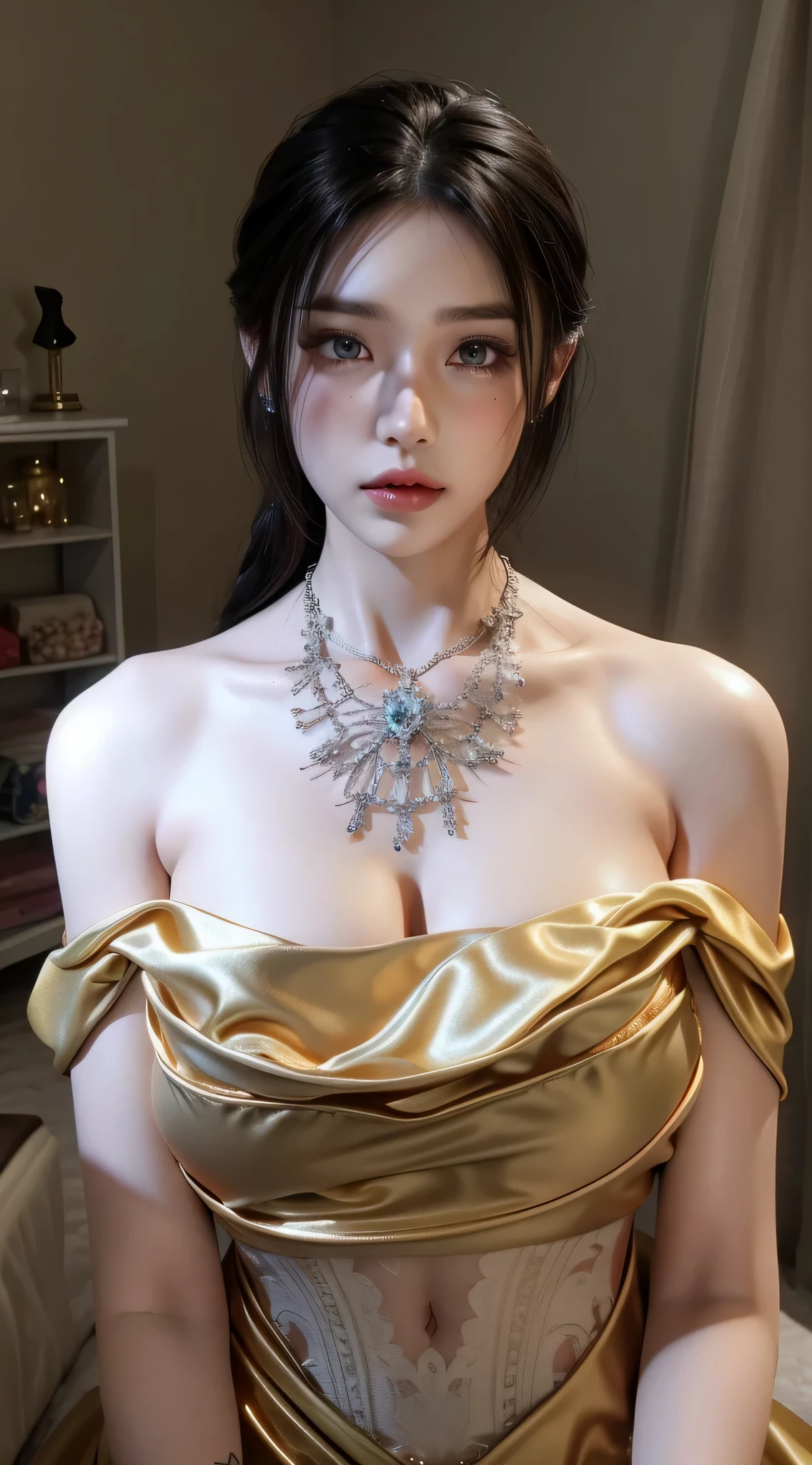 Royal sister,exquisite eyes,ice queen,put the crown on your head,Detailed facial expressions body,tall figure,Gorgeous,Leg length,4K,HD,Sensual,translucent lace,fair plump figure,pretty face,Little cherry mouth,beautiful and delicious(3D royal sister),plump figure,gloss gel coat,Queen in luxurious dress,Crystal Gem Crown,Necklace jewelry,black tattoo(whole body),The tattoo is very three-dimensional,Gorgeous and intricate tattoo designs,tattoo queen,8K Ultra HD,Wearing golden silk,Wear gorgeous jewelry