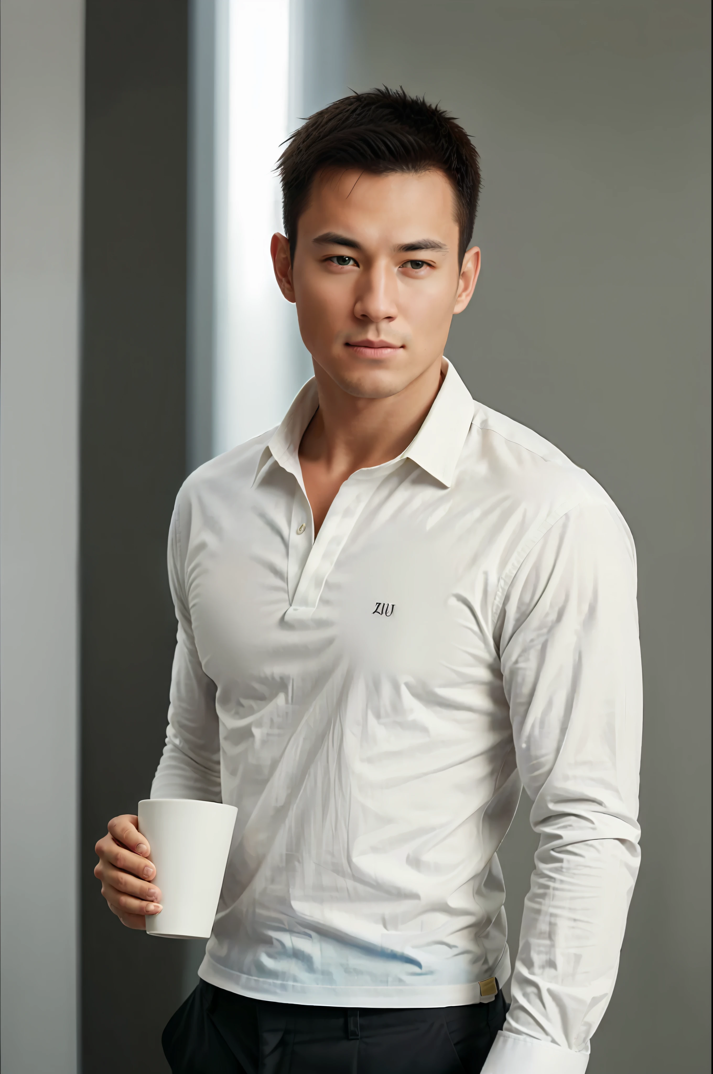 1 person,
30 years old and.o Muscular man wearing long-sleeved white shirt and tie, Drink coffee,
soft light,
masterpiece, best quality, 8K Ultra HD, DSLR camera, film grain, Fujifilm XT3 photorealistic painting art by midjourney and greg rutkowski
