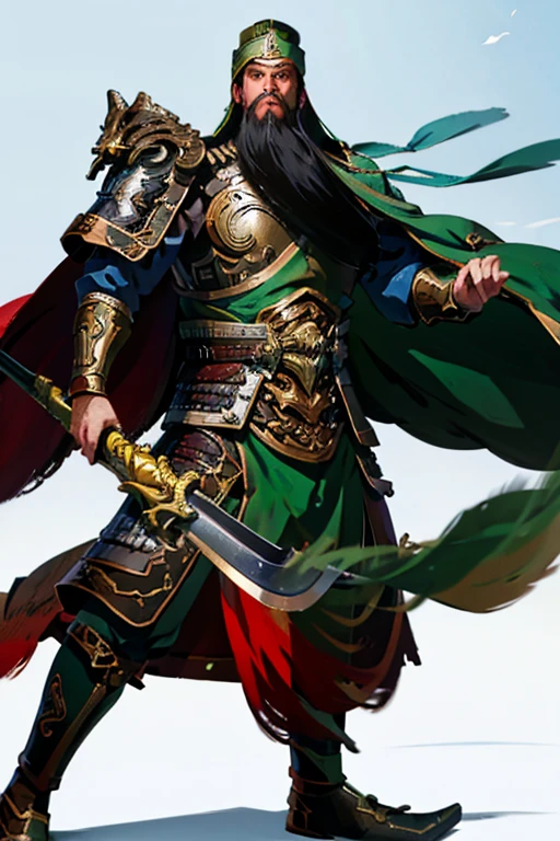 guanyu
green armor
long heavy beards
long handle blade