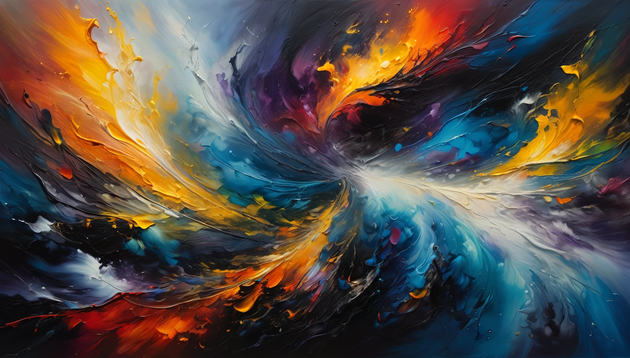 before matter took shape and light separated from darkness,abstract oil painting,beautiful contrast of light and dark,vibrant colors,ethereal atmosphere,dynamic brushstrokes,amazing texture,highly detailed complexity,impressive depth of field,harmonious composition