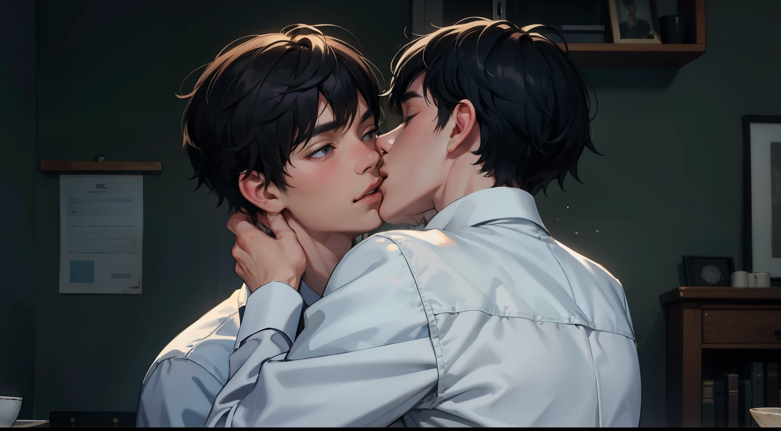 two boys kiss
