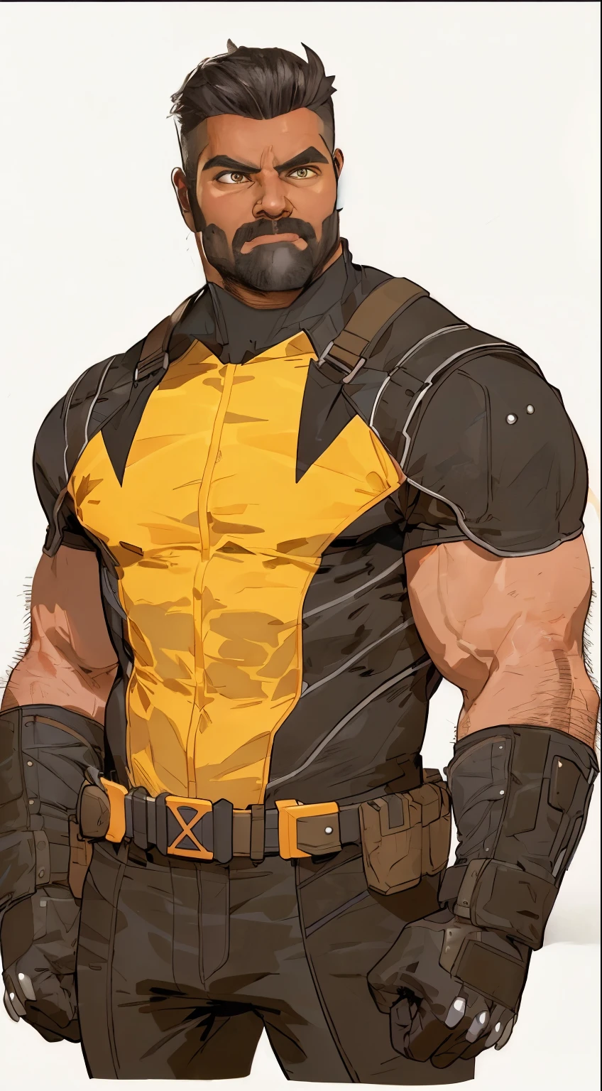 Masterpiece, Best Quality, Ultra-Detailed, 1man, solo, by the - artist - of - the - day on devite, invincible character, comic book character, black armor with yellow accents, 