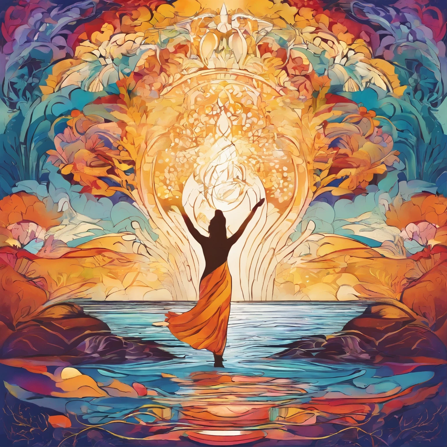 mental health awareness ilustration,abstract elements,emotional journey,powerful colors,hope swirls,personal growth and healing,pure happiness,inner peace,self-discovery,calming nature scenes,serenity landscapes,mindful meditation,guiding light,gentle breezes,tranquil water,whispering trees,positive energy,uplifting symbols,lifting fog of sadness,breaking free from anxiety,letting go of stress,emotional resilience,transformative journey,escaping darkness,rays of sunshine,emotive brushstrokes,expressive lines,soft textures,layered emotions,serene atmosphere,healing vibrations,inner strength,rejuvenating experiences,nourishing the soul,mind and body harmony,melting away worries,dreamlike states,colorful imagination,artistic expression,vibrant emotions,radiant positivity.