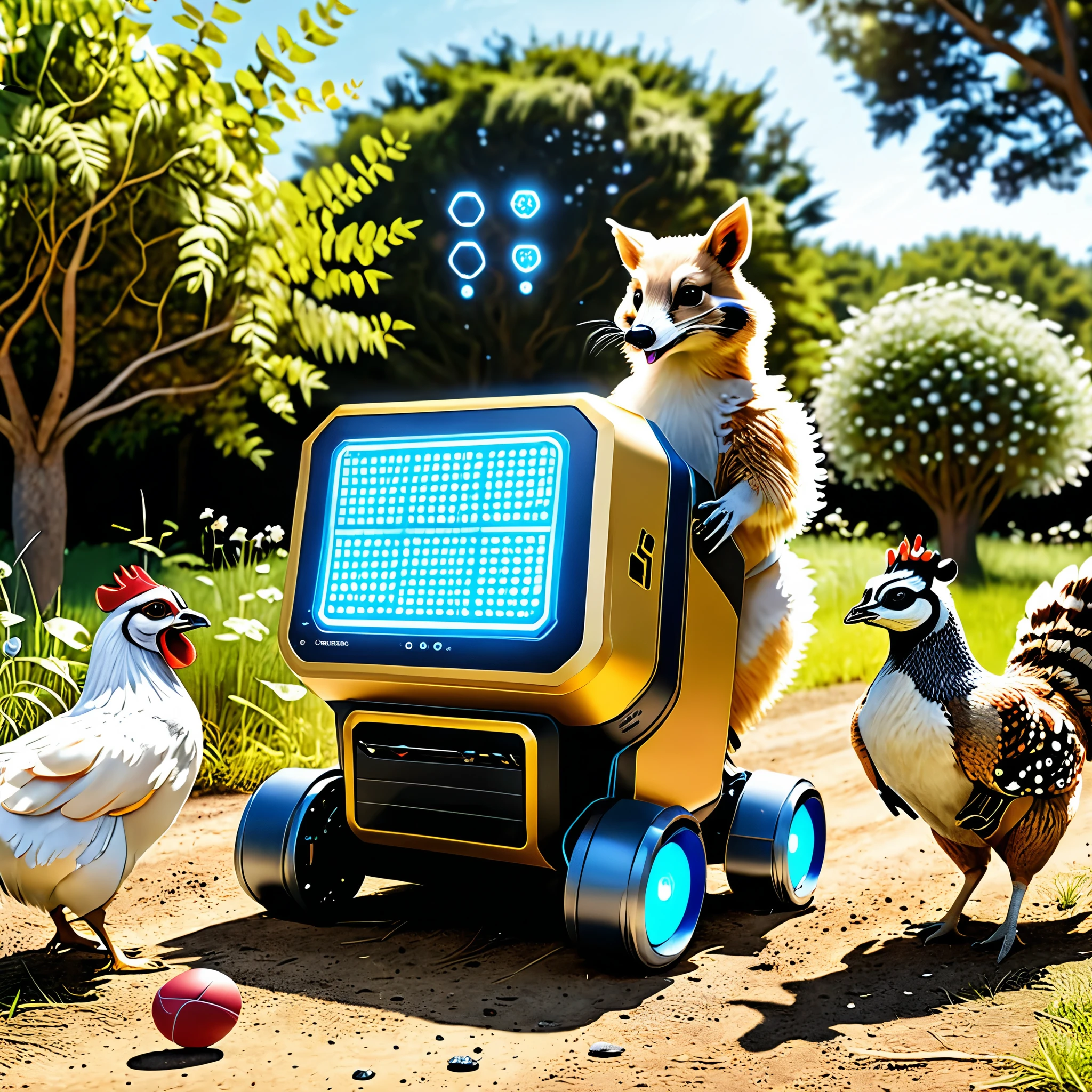 Enter the uproarious world of "AI Animal Antics" where AI-powered animals collide with their organic counterparts in a tech-infused comedy Eden. Picture a scene where robotic raccoons raid picnic baskets while their organic counterparts chase them in a chaotic chase. A robotic chicken lays digital eggs that ping-pong around, confusing the organic hens. Each frame is a riotous blend of slapstick humor and futuristic technology, promising laughter and entertainment galore!