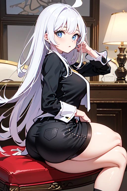 ((1 fille)), ((assis sur une chaise)), ((servitude par corde)), ((arm behind the back)), ((Fully Linked)), (retenu fermement), ((sans espoir)), (cheveux cramoisis, Veste à capuche black, chemise noire, Shorts noirs, collants chaussettes), (((gros seins))), ((rougir))