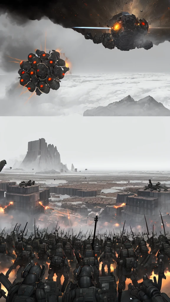 Astonishing panorama of end times. Enemy sattellites approach for invasion