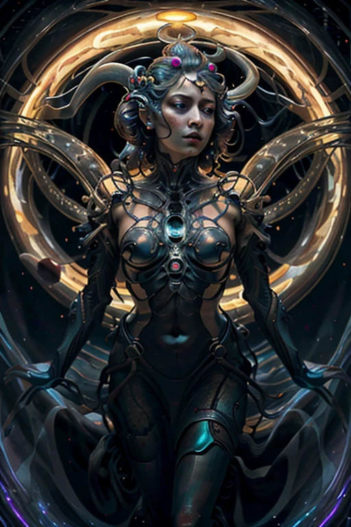 best quality,4k,8k,highres,masterpiece:1.2,ultra-detailed,realistic:1.37,HDR,UHD,studio lighting,ultra-fine painting,sharp focus,physically-based rendering,extreme detail description,professional,art nouveau,tarot card style,dramatic angle, fear expression, beautiful alien female,creatures from outer space, JnTrp, (1 alien female being dragged into a vortex:1.5), (she is falling into a dark hole), fractalized, organic exoskeleton,glass exoskeleton,alien flora,bioluminescent crystals,vivid colors,pale purple hues,trending on cgsociety,landscape,horror,anime,sci-fi,photography,concept artists,bright and vibrant colors,dreamy lighting