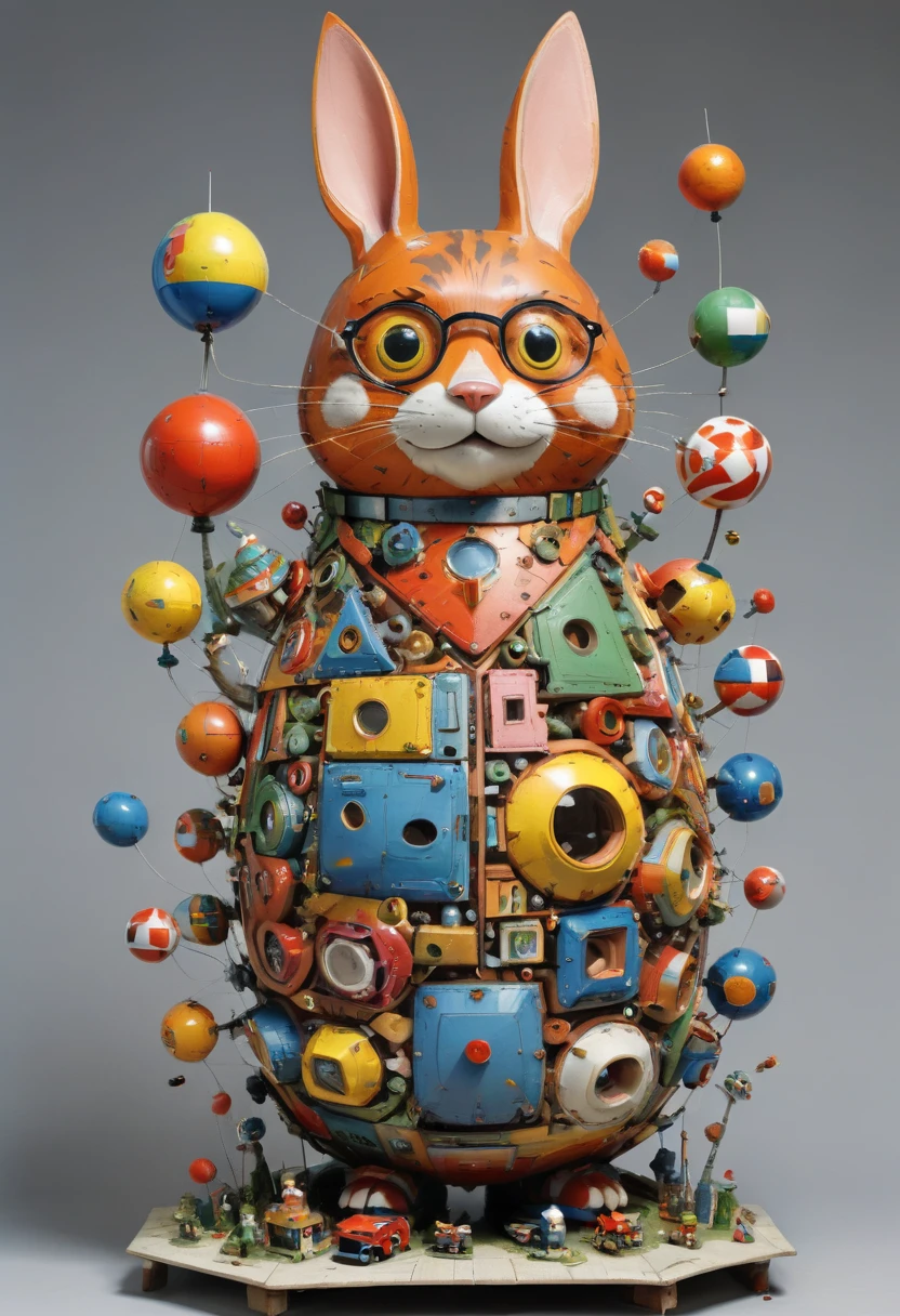 Giant Geometric Shape sculpture, by Richard Scarry, (masterpiece, best quality, perfect composition, very aesthetic, absurdres, ultra-detailed, intricate details, Professional, official art, Representative work:1.3)