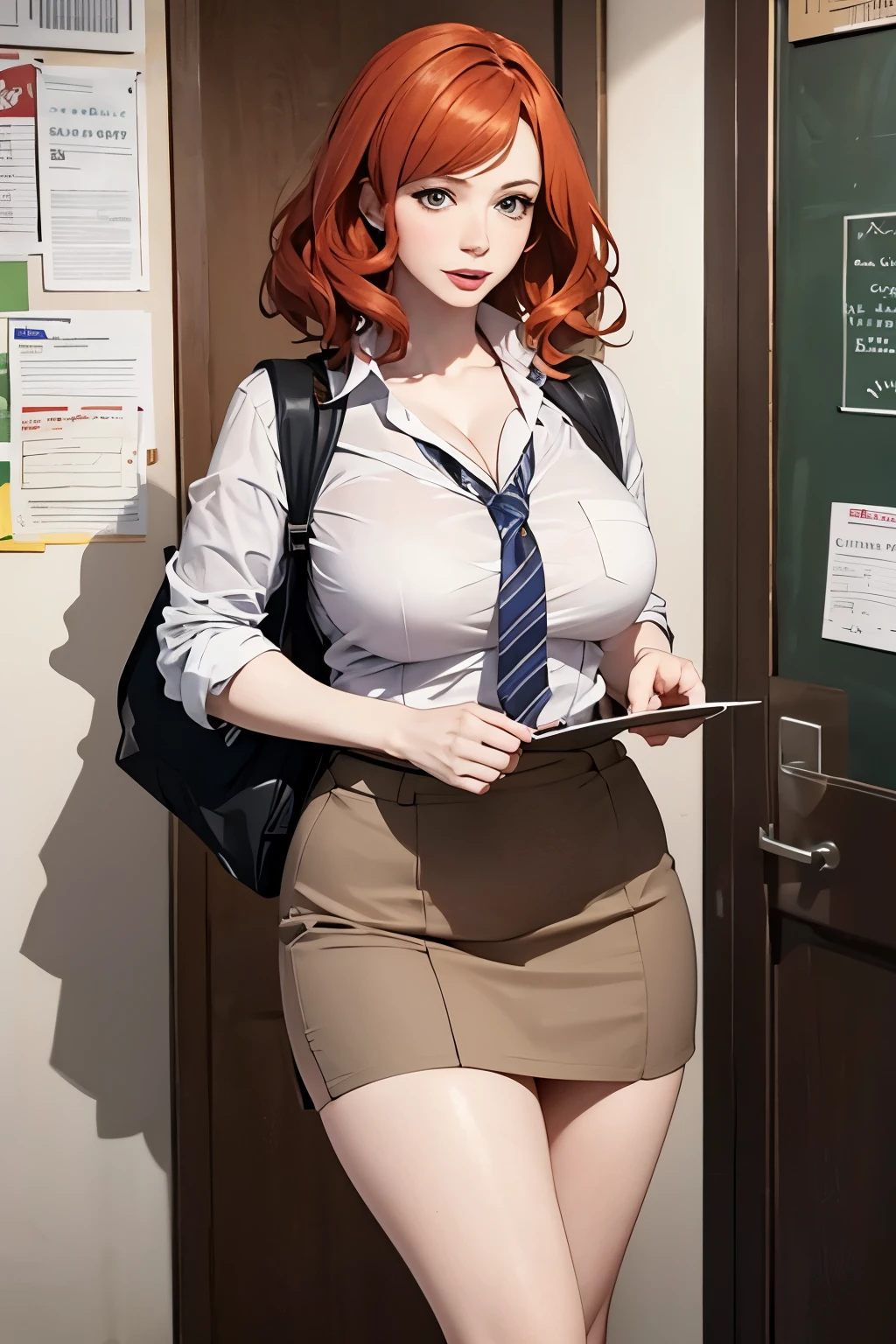 Shemale big cock, big tits, beautiful face, muschle, red hair, blue eyes, perfect body, tall height, detailed, ultra realistic, short hair, rxt, background classroom