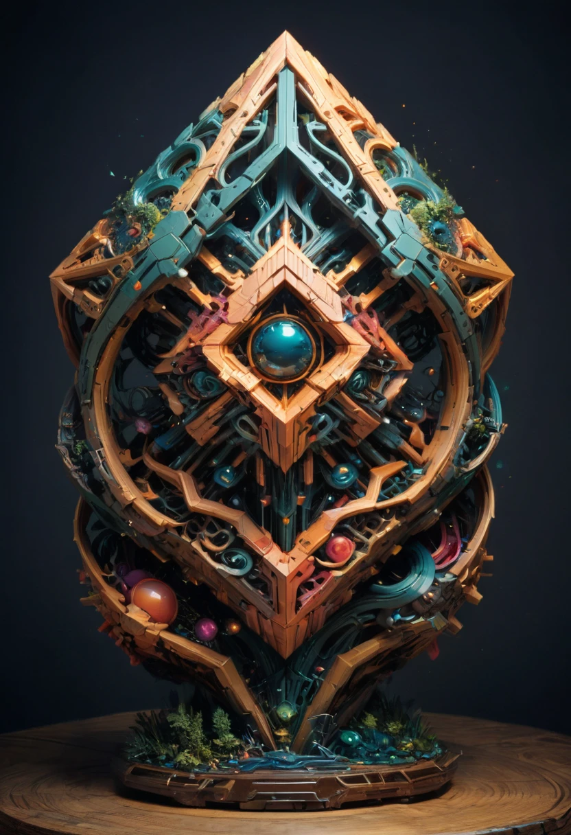 Giant Geometric Shape sculpture, by dan mumford, (masterpiece, best quality, perfect composition, very aesthetic, absurdres, ultra-detailed, intricate details, Professional, official art, Representative work:1.3)