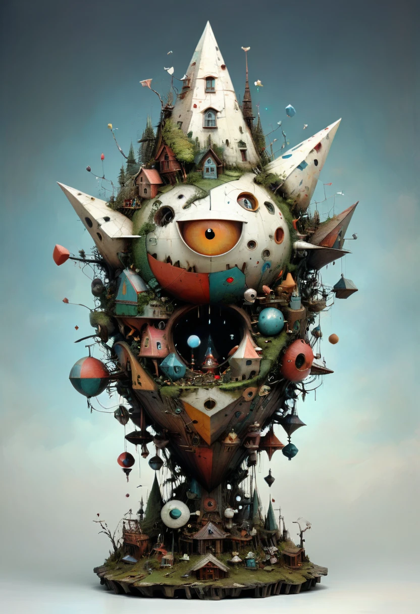 Giant Geometric Shape sculpture, by Alexander Jansson, (masterpiece, best quality, perfect composition, very aesthetic, absurdres, ultra-detailed, intricate details, Professional, official art, Representative work:1.3)