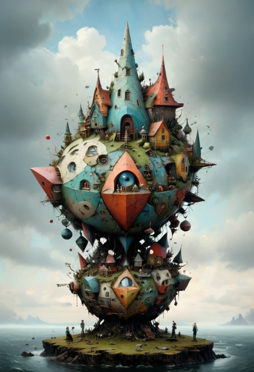 Giant Geometric Shape sculpture, by Alexander Jansson, (masterpiece, best quality, perfect composition, very aesthetic, absurdres, ultra-detailed, intricate details, Professional, official art, Representative work:1.3)