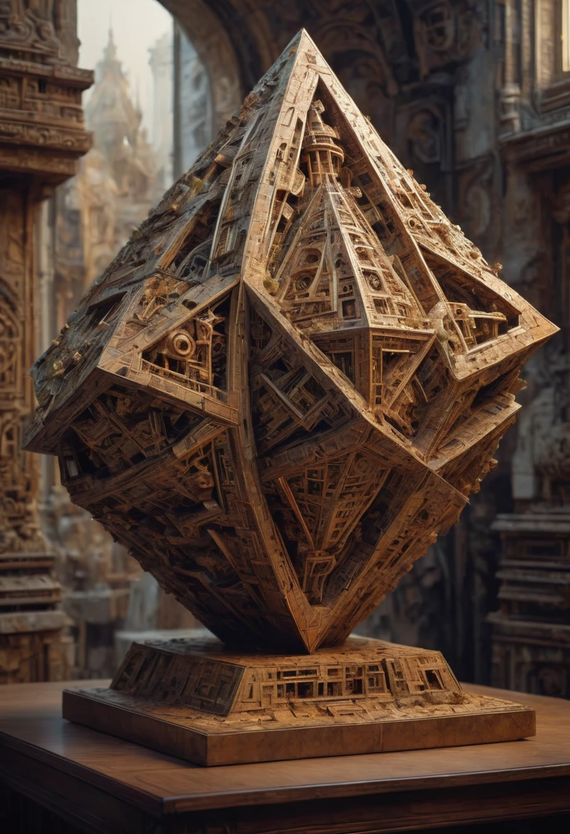 Giant Geometric Shape sculpture, by Vladyslav Yerko, best quality, masterpiece, very aesthetic, perfect composition, intricate details, ultra-detailed