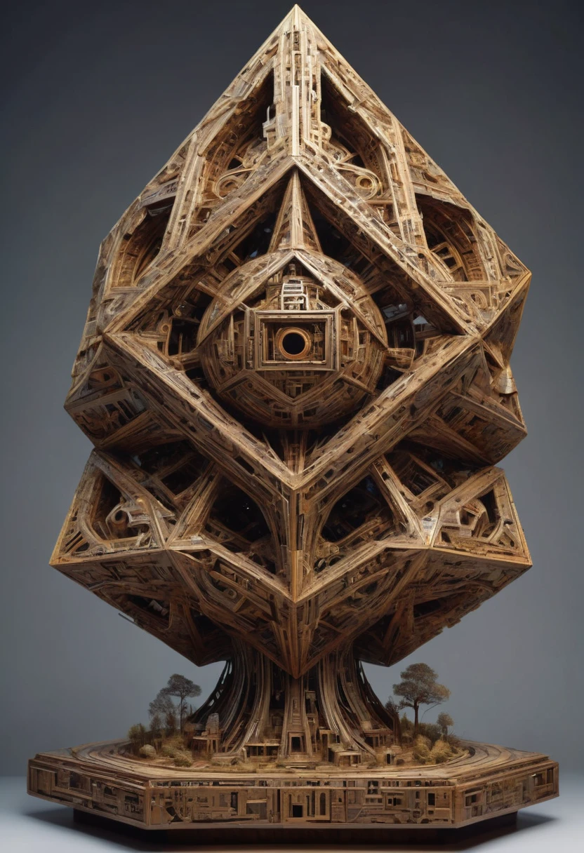 Giant Geometric Shape sculpture, by Vladyslav Yerko, best quality, masterpiece, very aesthetic, perfect composition, intricate details, ultra-detailed