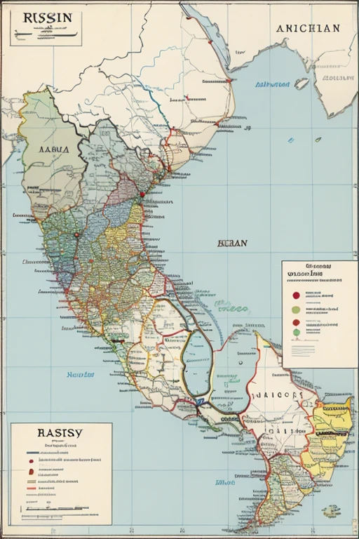 Map of a Russian country on the African continent in the eastern part