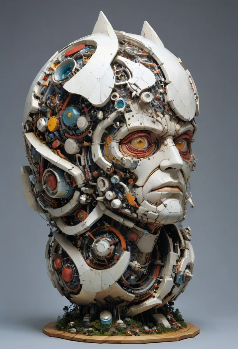 Giant Geometric Shape sculpture, by Katsuhiro Otomo, (masterpiece, best quality, perfect composition, very aesthetic, absurdres, ultra-detailed, intricate details, Professional, official art, Representative work:1.3)
