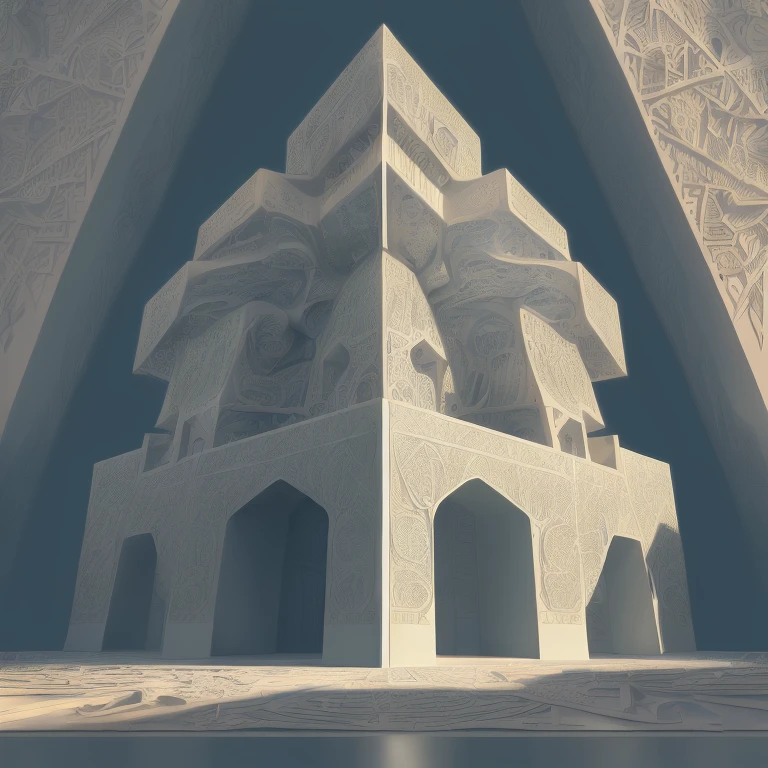 Giant Geometric Shape building, (masterpiece, best quality, perfect composition, very aesthetic, absurdres, ultra-detailed, intricate details, Professional, official art, Representative work:1.3)