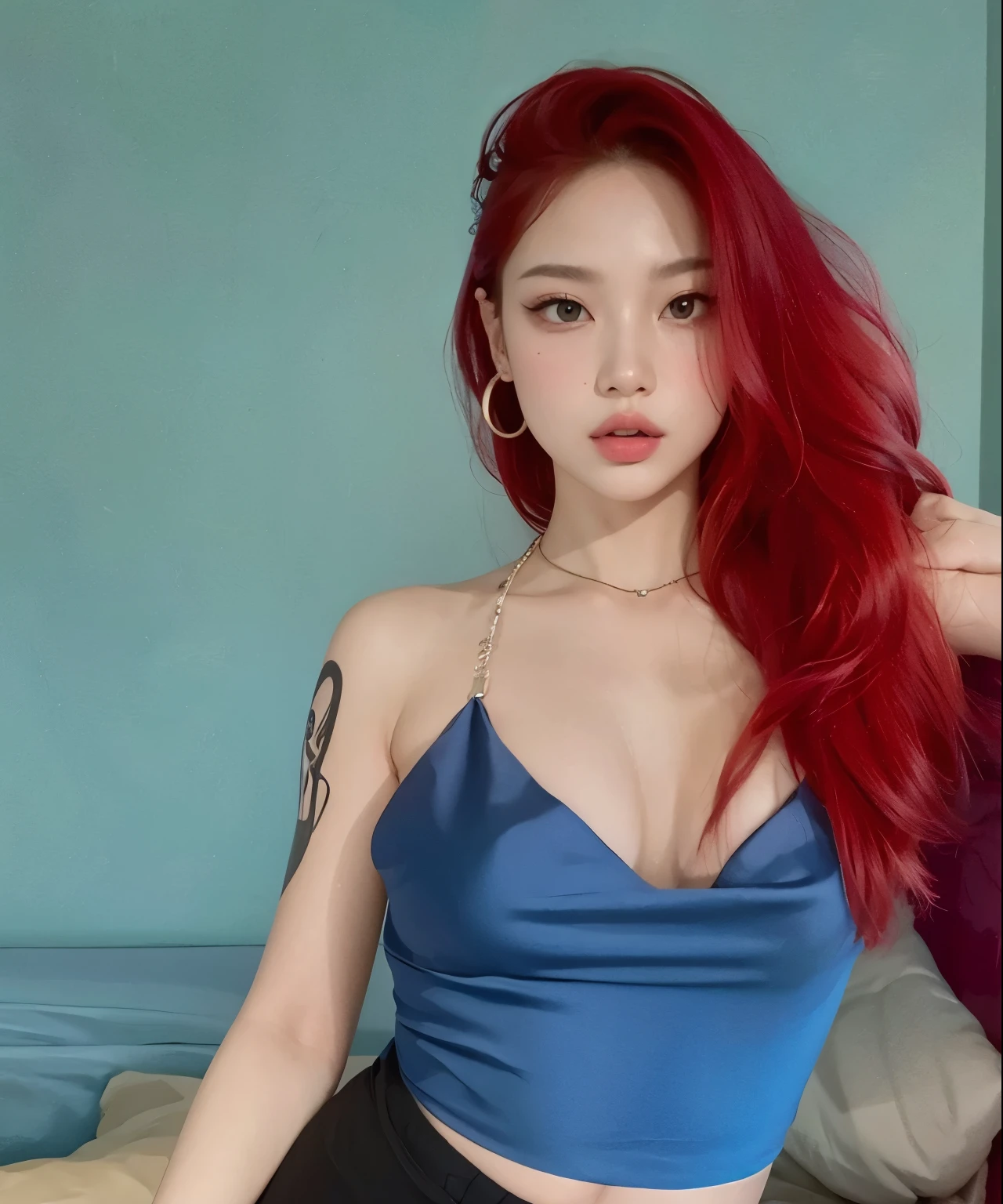 Jennie blackpink, Jennie blackpink, melhor qualidade 8k, Jennie ruiva, cabelo vermelho, cabelo longo bonito e ruivo cereja, Jennie com cabelo vermelho, impeccable quality 8K full HD, ultra mega realistic maximum quality