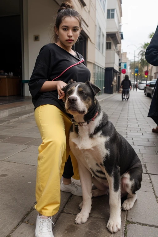 ((Melhor qualidade)), ((obra de arte)), (detalhado), perfect Pitbull dog, usando roupa futurista ,( junto com lindos Gatos fofos)