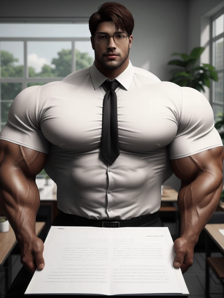 1man, a 28 year old muscular korean man, giant, strong body, brutalmass, massive body, bulk, wide pecs, large body size, huge legs, sexy, masculine, wear tailored shirt and pants, illuminating light, office room, masterpiece, best quality, 8k ultra hd, dslr camera, cinematic photorealistic