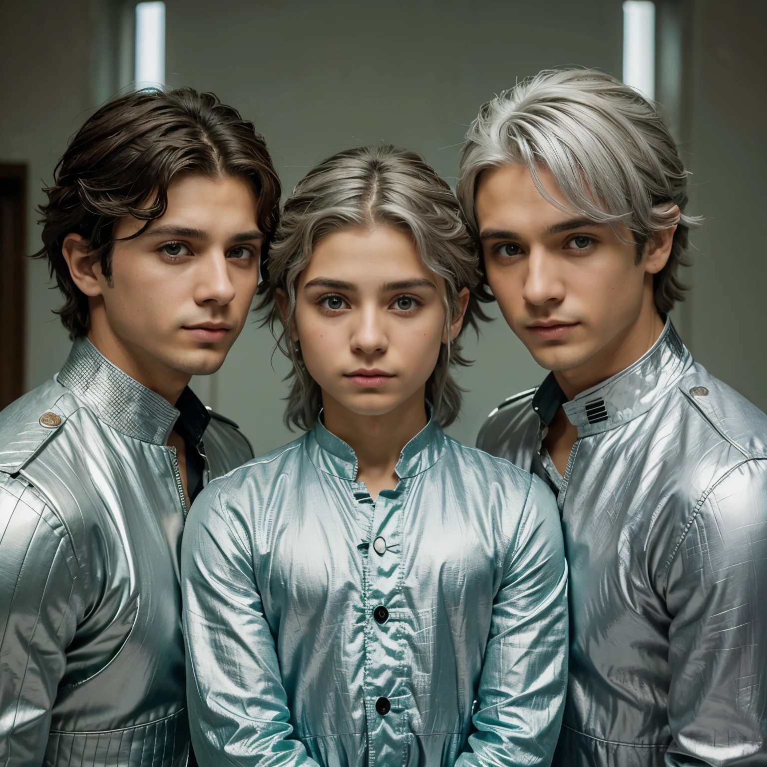 smaller than the other two, gordo y de alguna forma muy bonito, grandes ojos bi color, uno verde y otro amatista, hair so silver that it is more like white Velaryon, mejillas rosas y llenas,