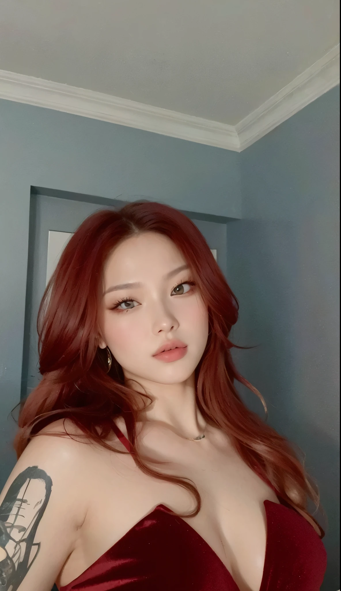 Jennie blackpink, Jennie blackpink, melhor qualidade 8k, Jennie ruiva, cabelo vermelho, cabelo longo bonito e ruivo cereja, Jennie com cabelo vermelho, impeccable quality 8K full HD, ultra mega realistic maximum quality
