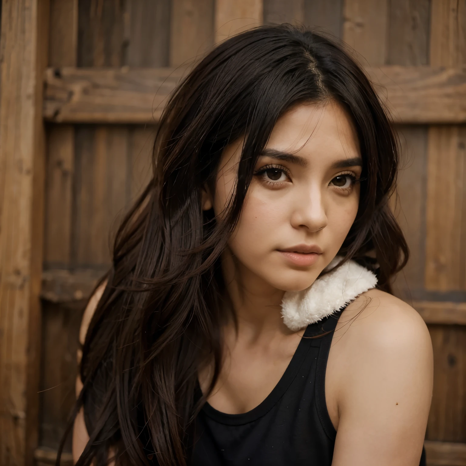 Quiero que hagas un anime baado en mi el cabello negro dedio largo ondulado moreno  ojos marron labios grueso delgado siempre usa botas ropa como atakus 