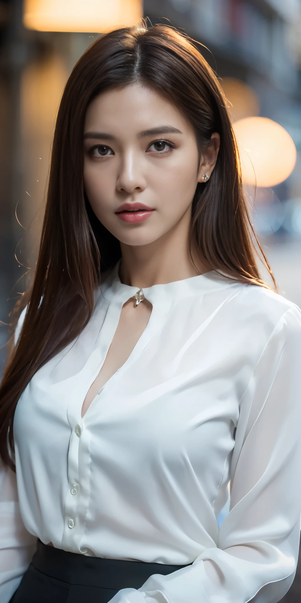 table top、highest quality、genuine、Super detailed、finely、High resolution、8k wallpaper、one beautiful woman、、、light brown disheveled hair、wearing a business suit、sharp focus、perfect dynamic composition、beautiful and detailed eyes、thin hair、詳細なgenuineな肌の質感、smile、close-up portrait、model body shape