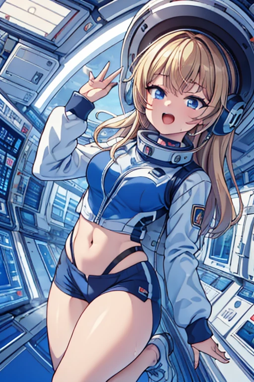 top-quality,Top image quality,in 8K,4K,​masterpiece,ultra-detailliert,Beautiful,ultra-quality, best quality,high resolution, ultra-detailed,game cg,dutch angle,(acrobatic pose):5,jumping:5,(inside spacestation,)beautiful detailed eyes,five fingers,headphone,nsfw,a beauty girl,(astrovest):5,(track uniforms),wet,(steam:1.5),Running form,open open mouth,(blonde hair),(long hair):2,Navel,space_station_interior, exercise_room, futuristic, high_technology, zero_gravity_exercise_equipment, high_resolution_landscape, sleek_design, minimalistic, 8K_resolution, game_cg_style, Dutch_angle, detailed_character, track_uniform, perfect_running_form, intense_expression, detailed_eyes, determination, steam:1.5, beauty, strength, five_fingers, visible_navel, open_mouth, ultra_quality, high_resolution, ultra_detailed,astrovest