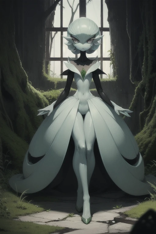 Overgrown hell life, shadow demon Gardevoir, cracked skin, grey skin, black veins, black blood,