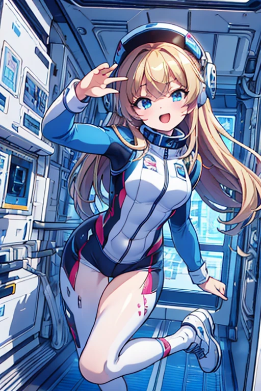 top-quality,Top image quality,in 8K,4K,masterpiece,ultra-detailliert,Beautiful,ultra-quality, best quality,high resolution, ultra-detailed,game cg,dutch angle,(acrobatic pose):5,jumping:5,(inside spacestation,)beautiful detailed eyes,five fingers,headphone,nsfw,a beauty girl,(astrovest):5,(track uniforms),wet,(steam:1.5),Running form,open open mouth,(blonde hair),(long hair):2,Navel,space_station_interior, exercise_room, futuristic, high_technology, zero_gravity_exercise_equipment, high_resolution_landscape, sleek_design, minimalistic, 8K_resolution, game_cg_style, Dutch_angle, detailed_character, track_uniform, perfect_running_form, intense_expression, detailed_eyes, determination, steam:1.5, beauty, strength, five_fingers, visible_navel, open_mouth, ultra_quality, high_resolution, ultra_detailed,astrovest