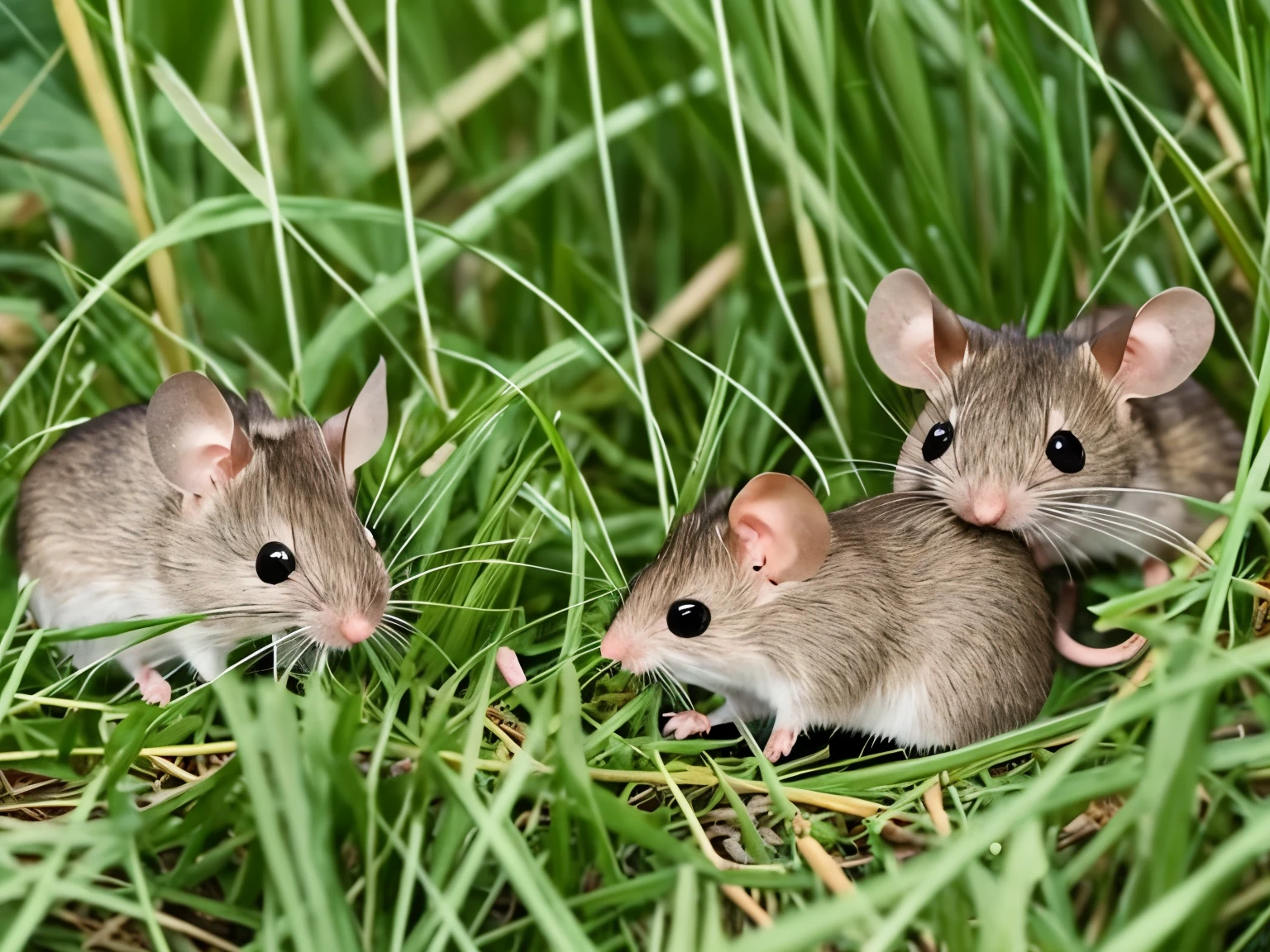 mice in the tall grass.