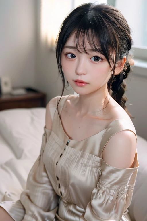 (8K, Best quality, Master, 超高分辨率:1.2) Beautiful photo of a 10 year old girl in Japan，ssmile， (melancholy winter snow:1.4)，(Lolita costume dress dress)，Big wind，(looking toward the viewer)，Squat and sit，Long hair，