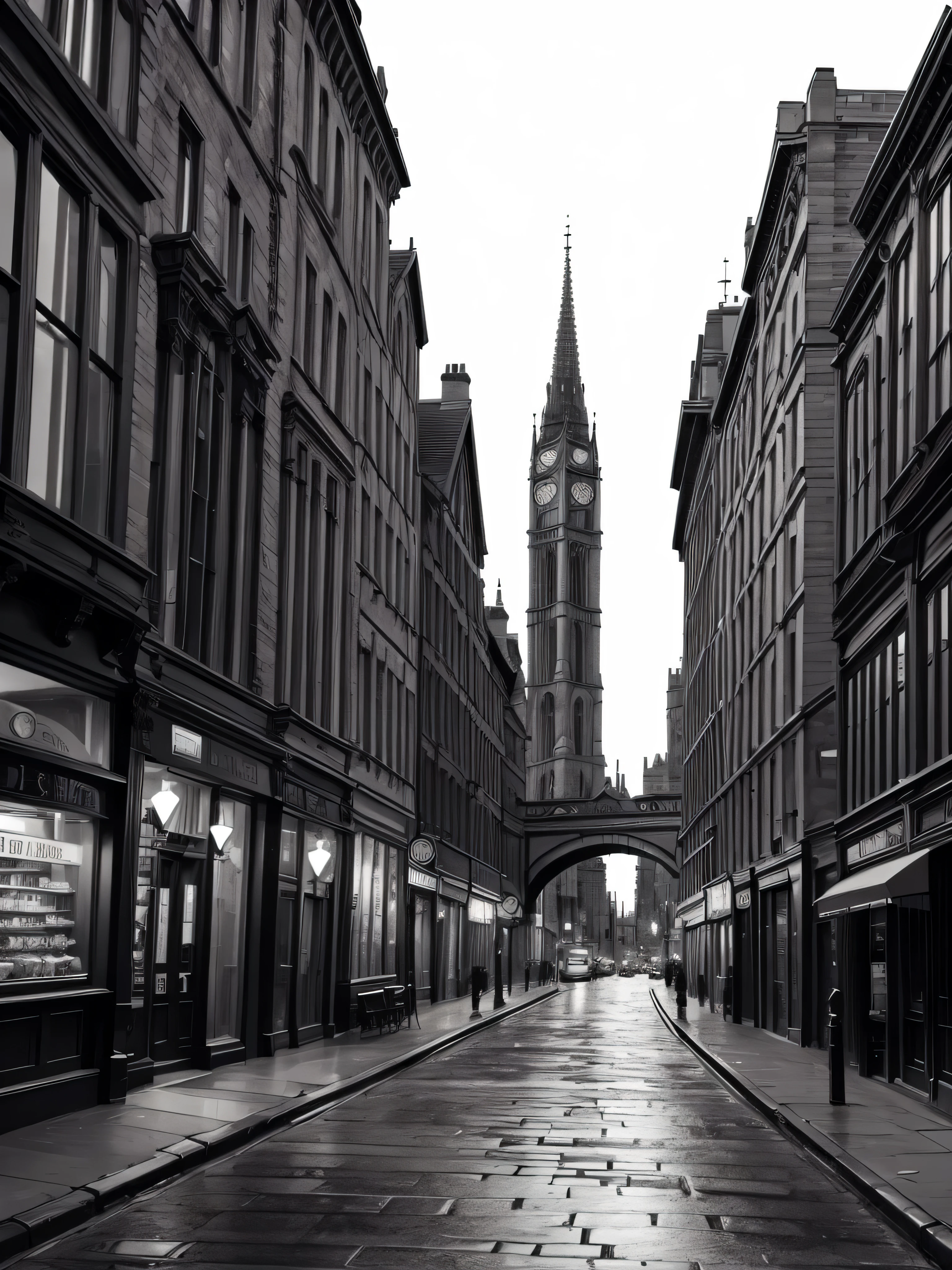 Antique Cityscape Rough Sketch Art |Manchester,drawing,black&white