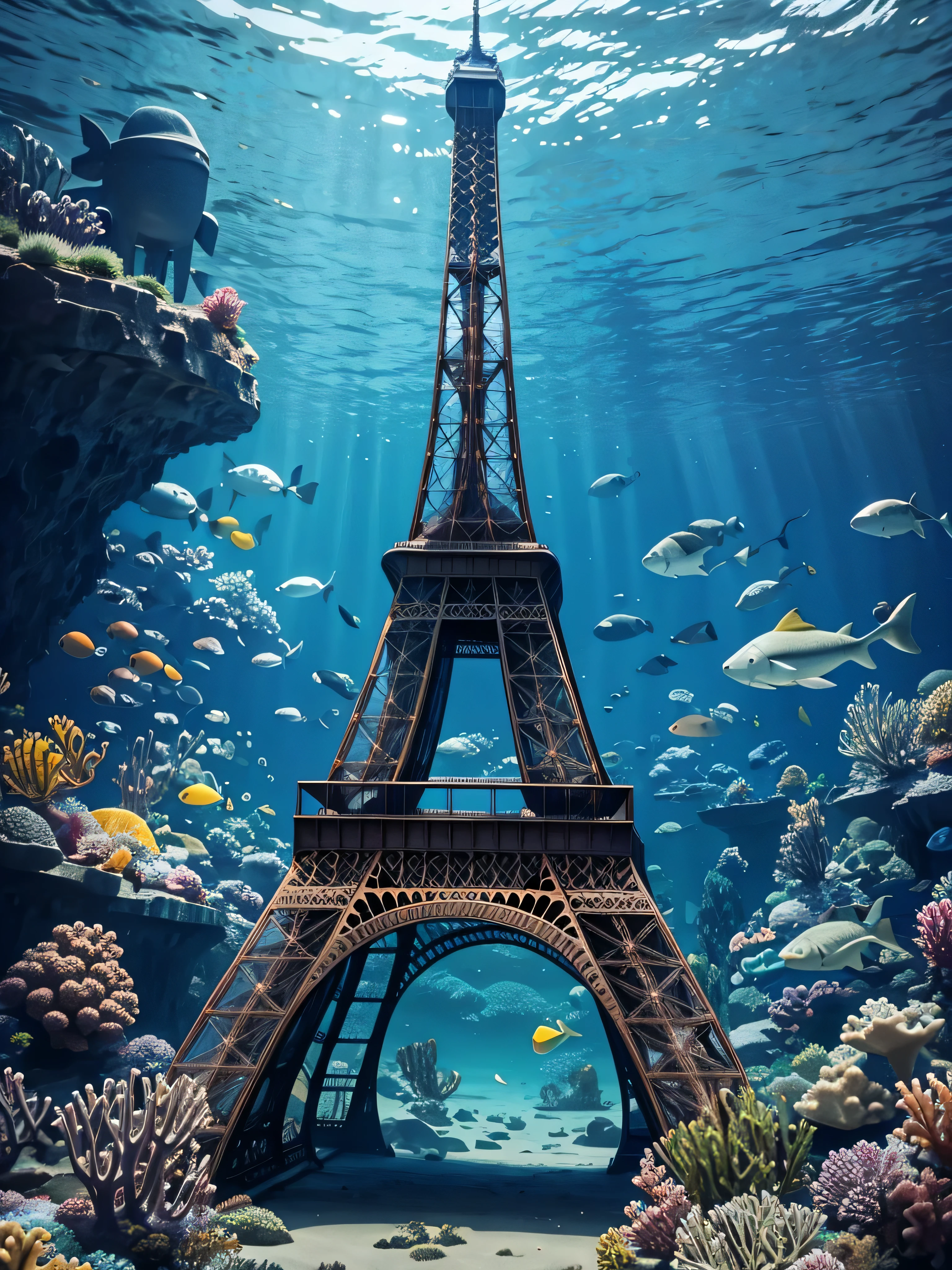 The Eiffel tower under the sea