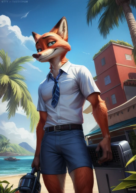 subido en e621, [(por Homogeneousrule, por Wildering, por foxovh, por Catcouch)::0.85],
solo (((Nick Wilde), retrato de tres cuartos) use una camisa floral hawaiana azul con pantalones azules grises),
(sentado en la isla con plantas y agua en la noche del anochecer, nube, luz brillante, edificio, faro),
ROMPER,
(antecedentes detallados, profundidad de campo, sombra de medio cuerpo, luz de sol, luz ambiental en el cuerpo),
(intrincado:0.7), (alto detalle:1.3), (Motor irreal:1.3), (sharp focus:1.15),
[explicit content, contenido cuestionable], (obra maestra, Mejor calidad, 4k, 2k, sombreado, absurd resolution)