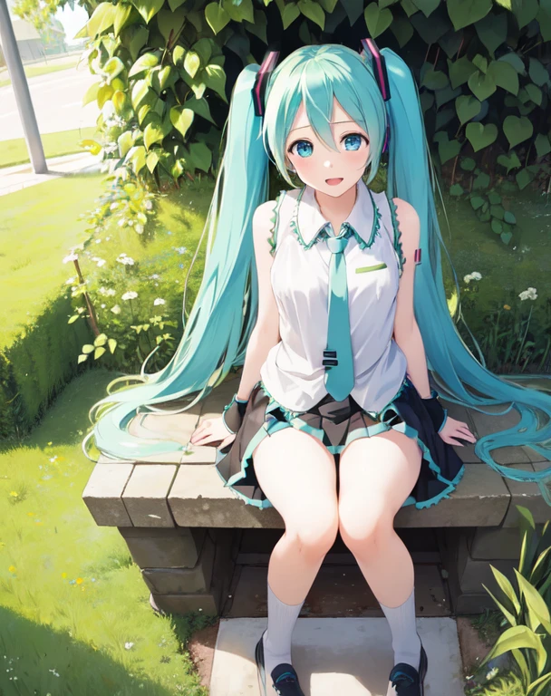 masterpiece, best quality, 1girl, hatsune miku, peeing on me 