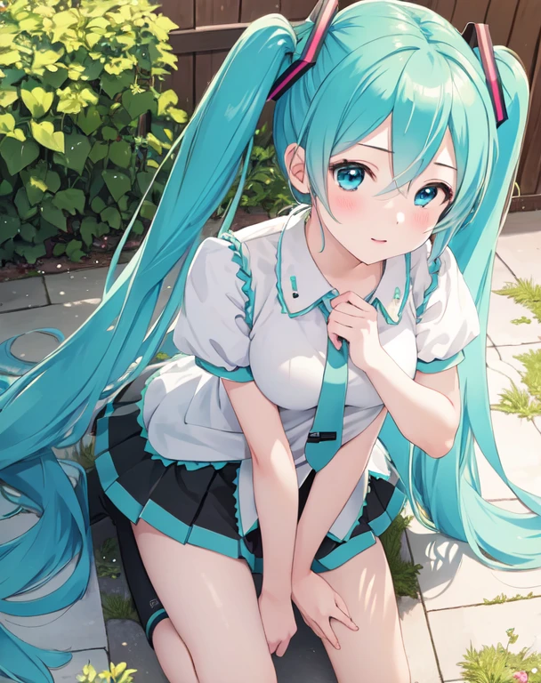 masterpiece, best quality, 1girl, hatsune miku, peeing on me 