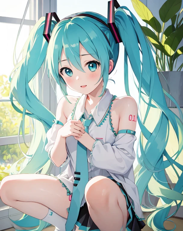 masterpiece, best quality, 1girl, hatsune miku, peeing on me 