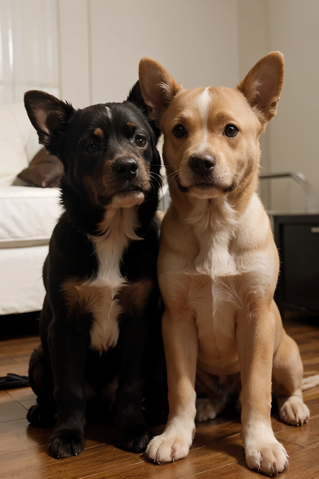 2 cachorros pequenos n quita de uma casa