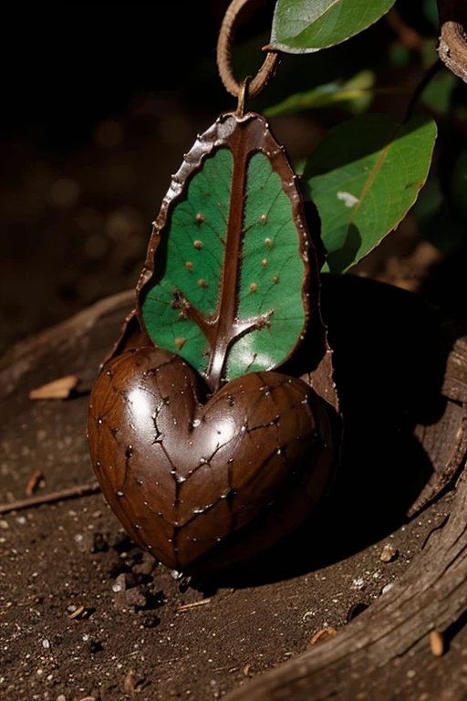 semilla de cacao en forma de corazon