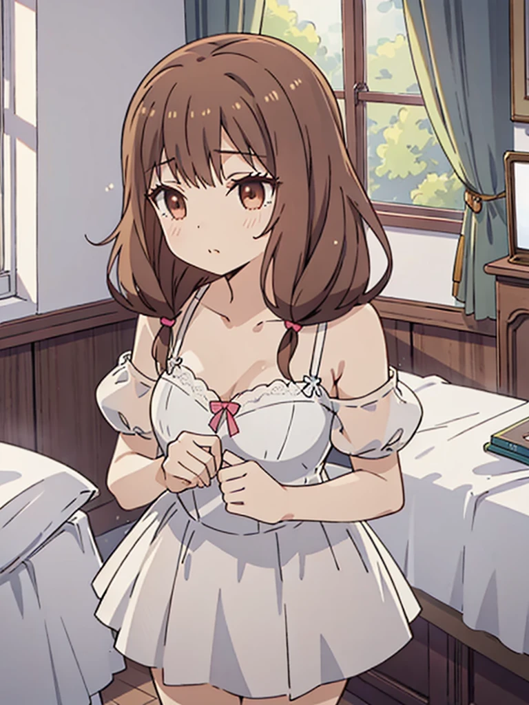 Mirai Kasuga, (Idol Master),(I'lie), (highest quality, 8k, masterpiece, Very detailed:1.4, Official Art), (Lens flare, Particles of light, Shine), Big Breasts, smile, Open your mouth, masterpiece, highest quality, Very detailed, High resolution, Very detailedなCG, From below, Completely naked, Perfect body,Sexy, Magical girl, Panty shot,Are standing, (Spread your legs),Please put your feet up, (Embarrassing:1.1), (blush:1.2), (orgasm:1.4), Open your mouth, (shout:1.1), (Move a line:1.1), Sweat, Heavy breathing, Expansion Division, penis, Sex, Sex with men, {{Amazon Location}}, night,On the sofa, Bedroom, White sheets, pillow,