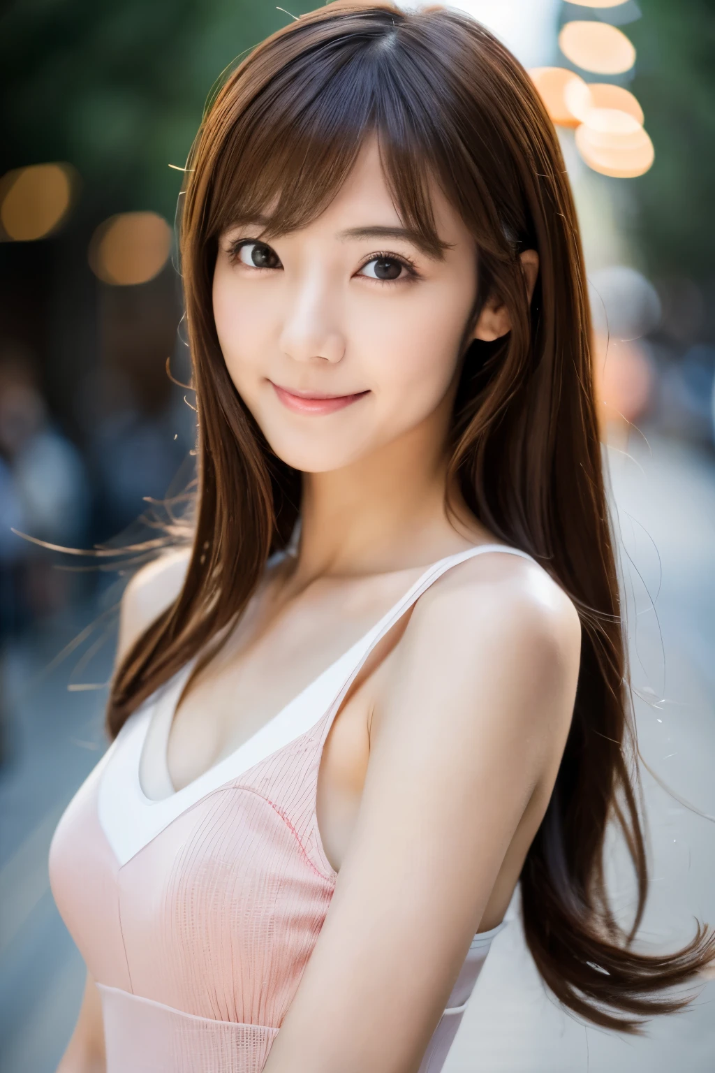 masterpiece, Skinny Japanese woman, Age 30s, 1 beautiful girl, high quality, (High resolution), (8K), (reality: 1.4), Asian beauty, cute face, detailed face, detailed eyes, beautiful skin, slender, very thin waist, movie lighting, bright lighting, professional lighting, looking at the viewer, look straight ahead, slanted bangs, brown hair, (Wonder woman cosplay), ((full body photo))