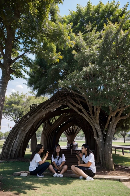 a tree on harmony with students below