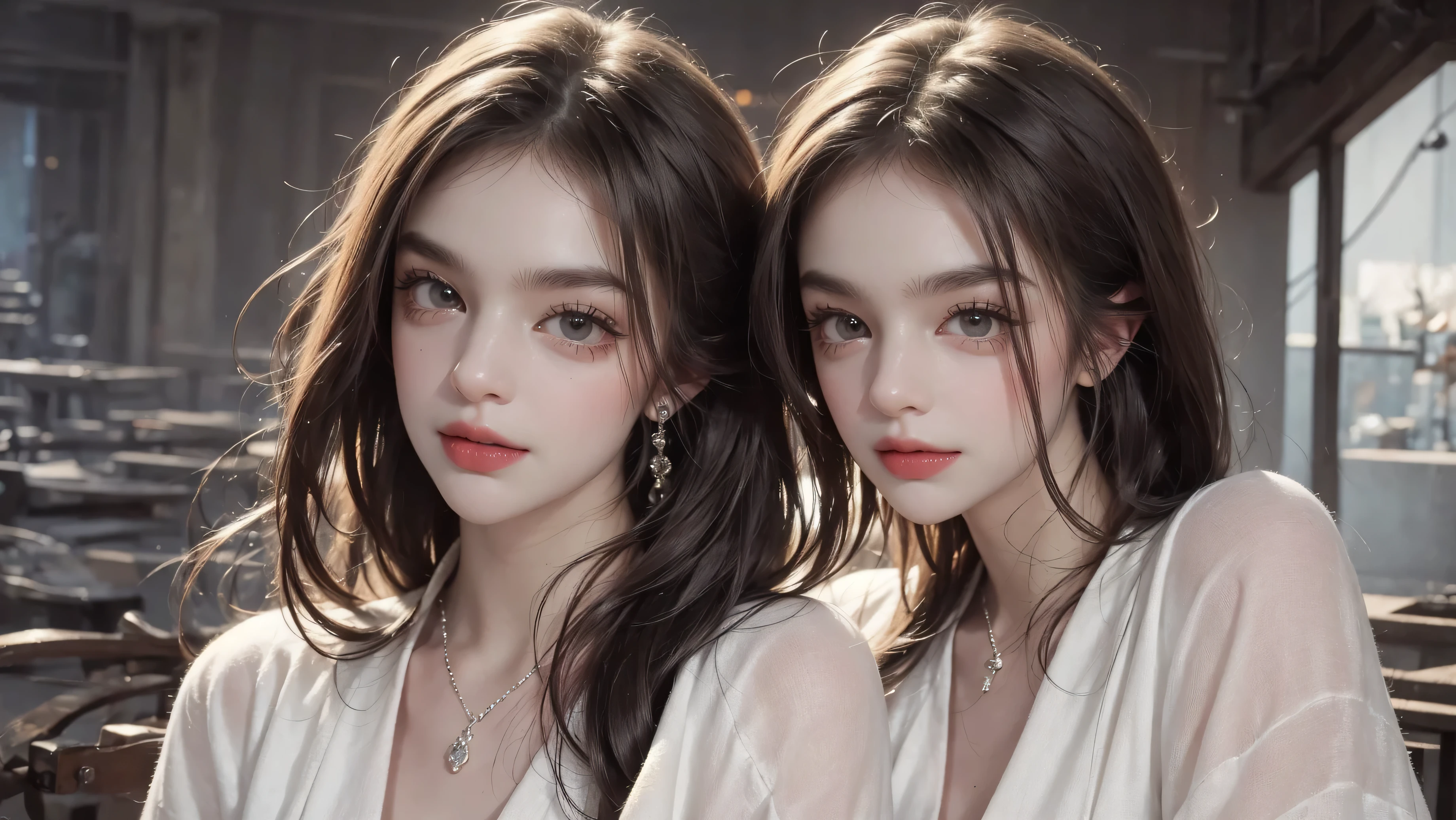 outdoor、Light brown short hair、
