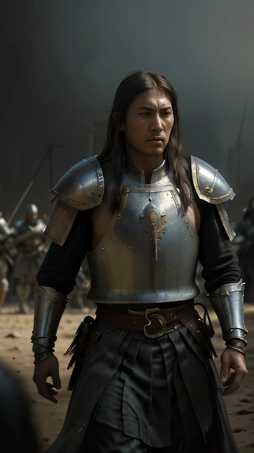 Show a battle scene where Genghis Khan's sons-in-law are fighting in the front lines, with his daughters watching from afar.modelshoot style, (extremely detailed CG unity 8k wallpaper), full shot body photo of the most young handsome artwork in the world, medieval armor, professional majestic oil painting by Ed Blinkey, Atey Ghailan, Studio Ghibli, by Jeremy Mann, Greg Manchess, Antonio Moro, trending on ArtStation, trending on CGSociety, Intricate, High Detail, Sharp focus, dramatic, photorealistic painting art by midjourney and greg rutkowski
